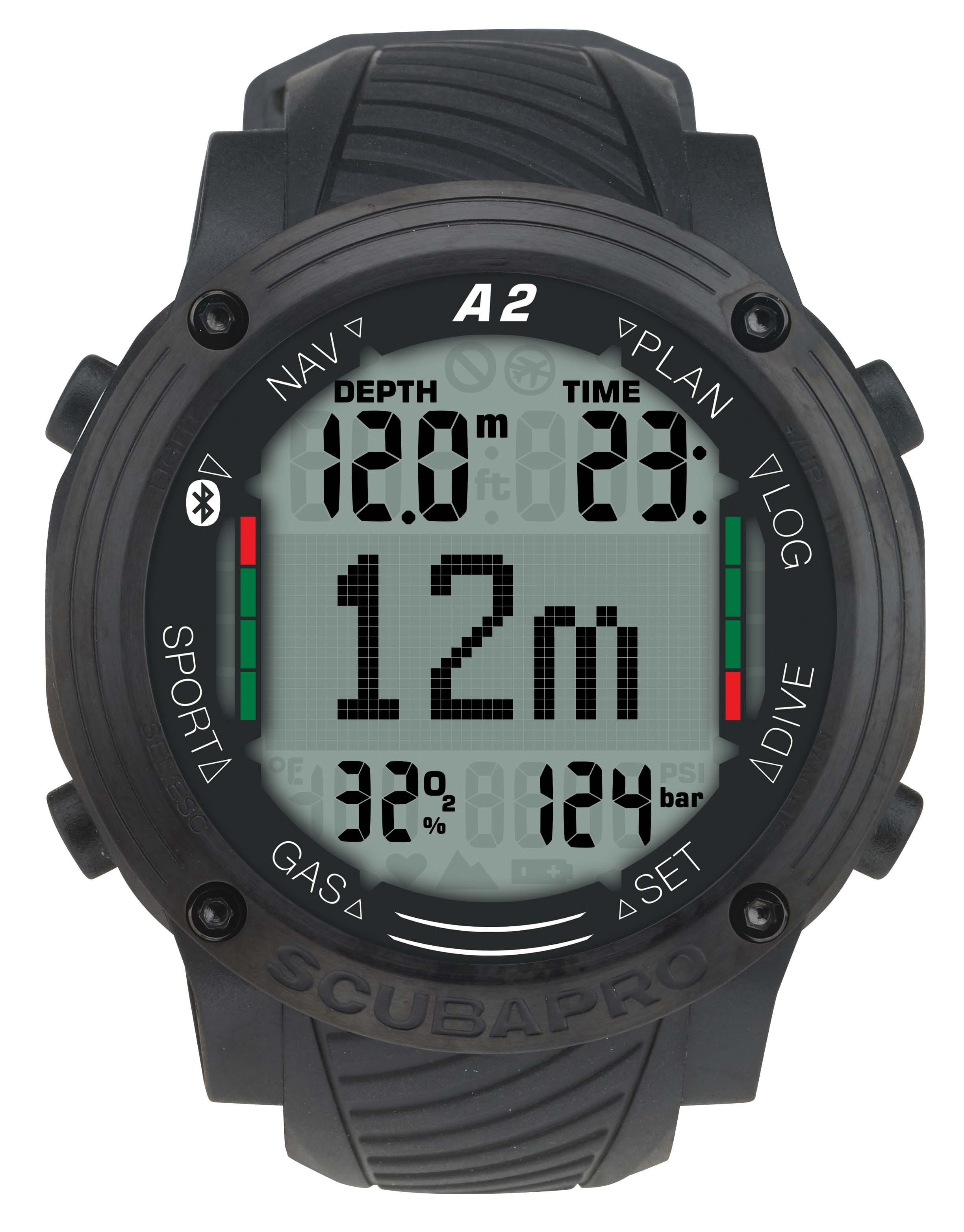 A2-front_A2-Current-Depth_Metric Scubapro A2 Tauchcomputer